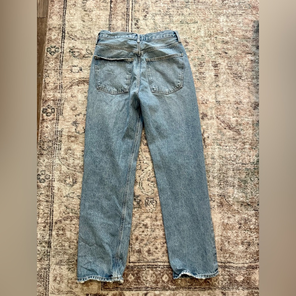 Agolde Straight Leg Jeans with Vintage Distressing Mid Rise Loose Fit 90's - Picture 7 of 8